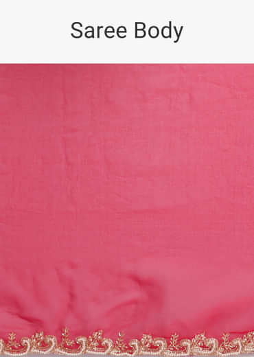 Red Cut Work Organza Saree With Unstitched Blouse