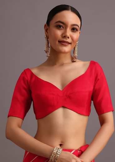 Red Dola Silk Woven Leheriya Saree With Gotta Patti Border