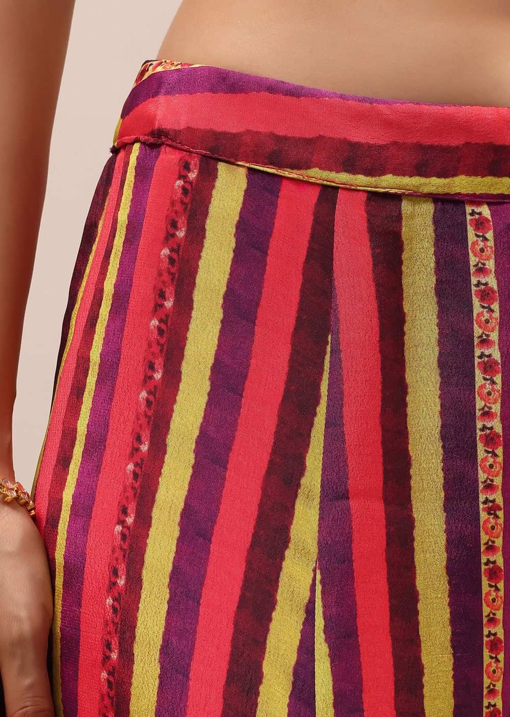 Red Embroidered Crepe Crop Top And Palazzo Set