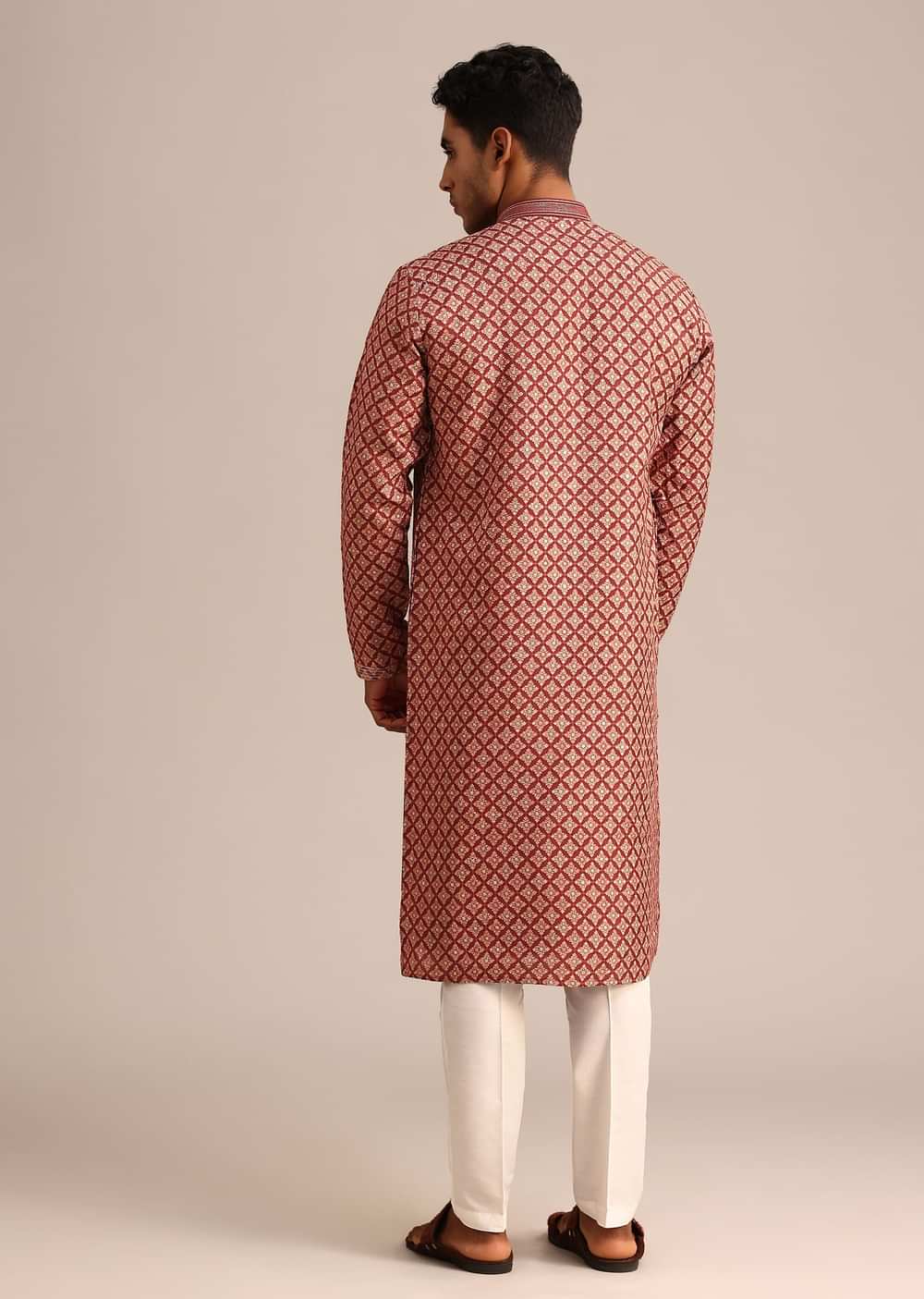 Red Georgette Kurta Set With Printed Detail