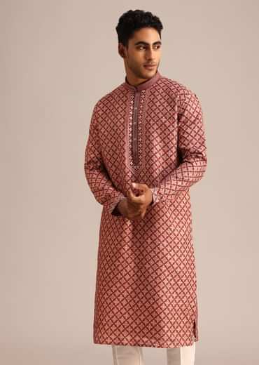 Red Georgette Kurta Set With Printed Detail