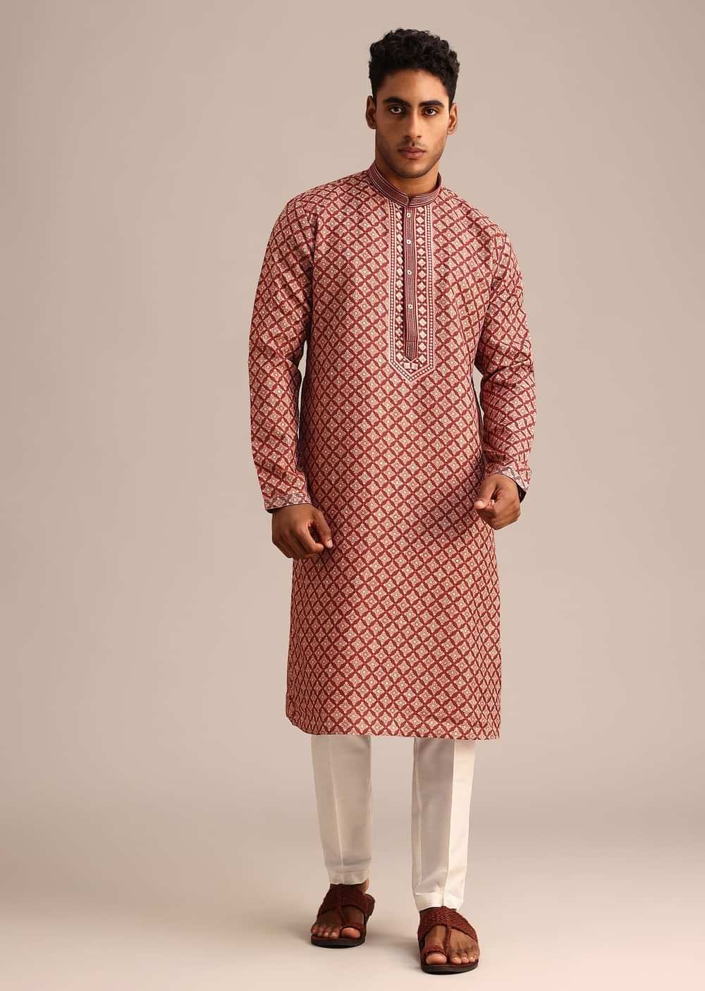 Red Georgette Kurta Set With Printed Detail