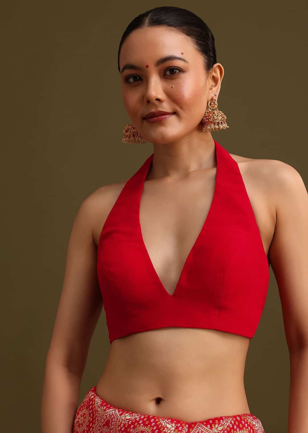 Red Khaddi Georgette Zari Weave Saree With Unstitched Blouse