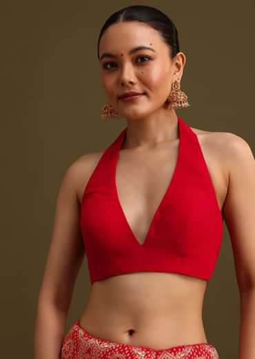 Red Khaddi Georgette Zari Weave Saree With Unstitched Blouse