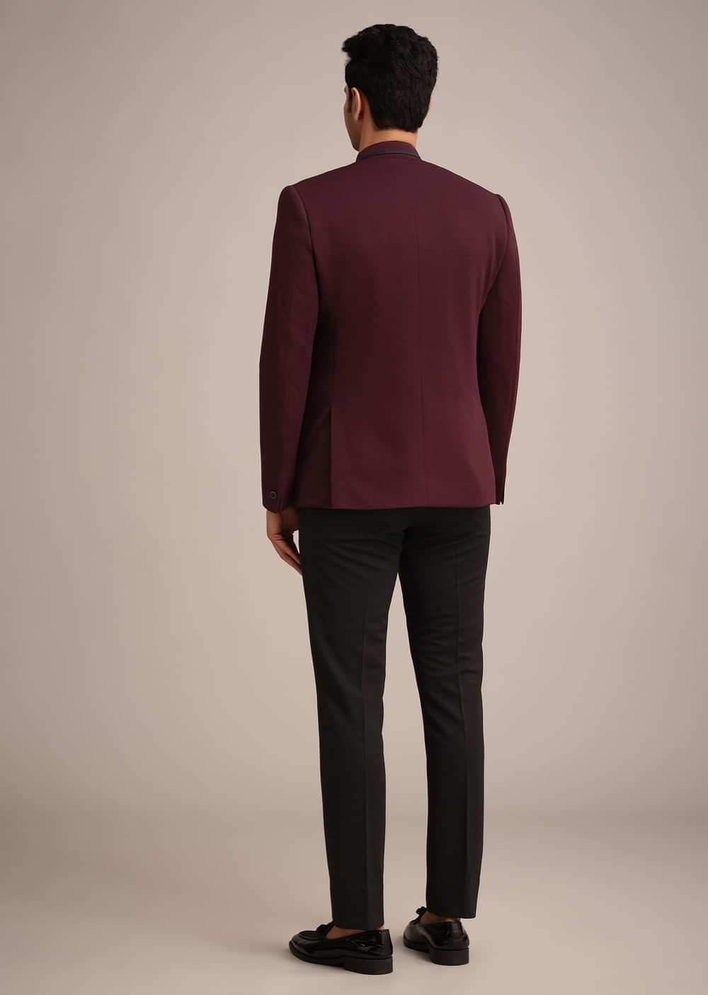 Red Knit Tuxedo Set With Waist Coat