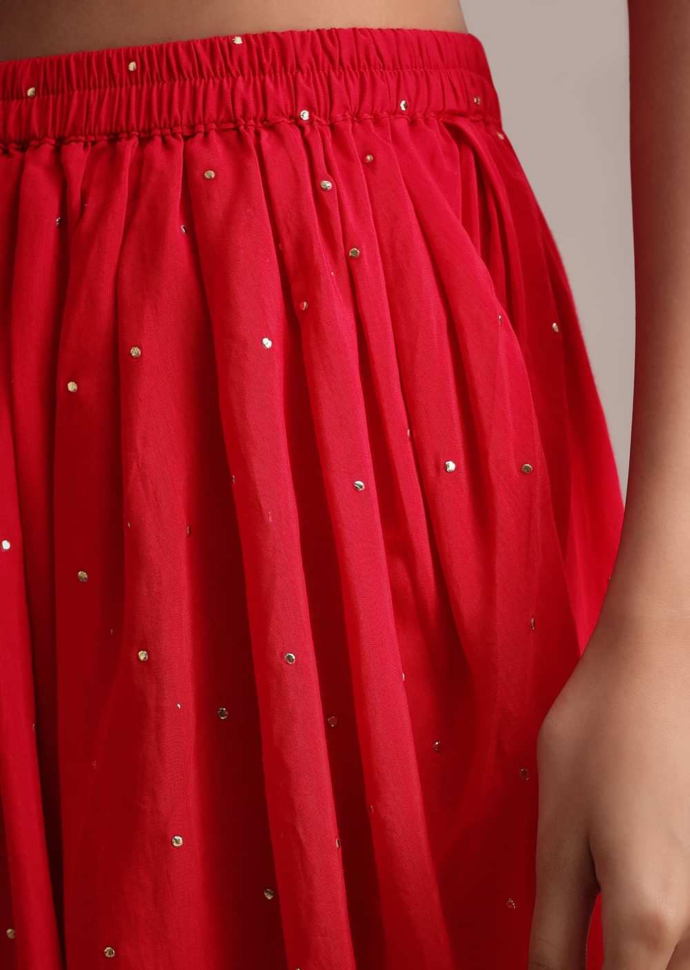 Red Leheriya Printed Kurta Dhoti Set