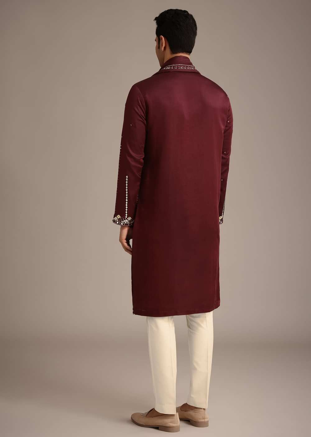 Red Mirror Work Kurta Set With Dupatta