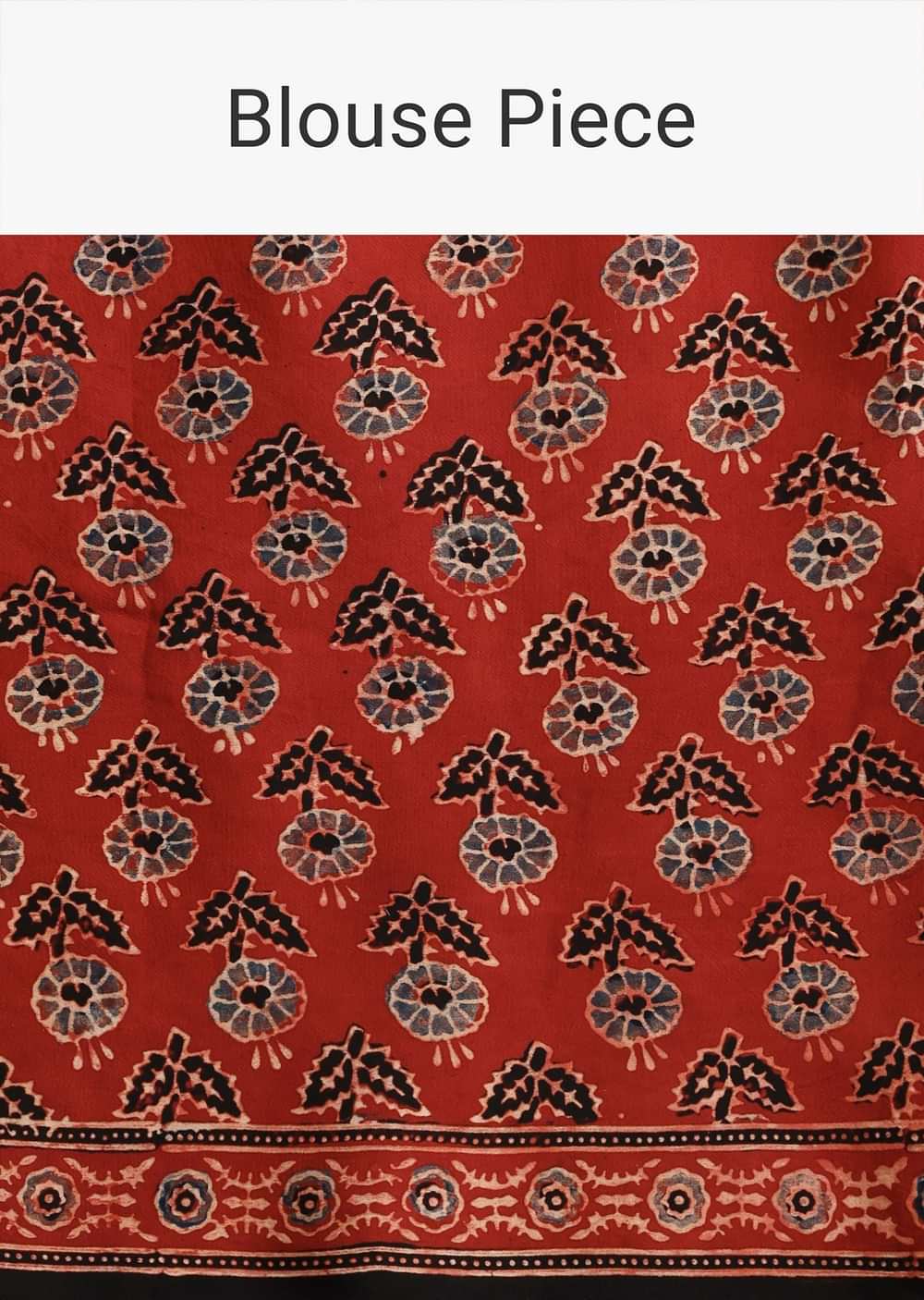 Red Modal Satin Ajrakh Handblock Printed Saree