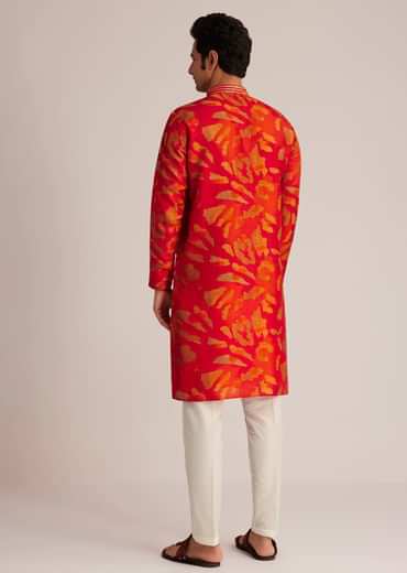Red Printed Kurta Set