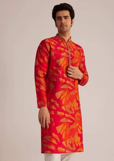 Red Printed Kurta Set