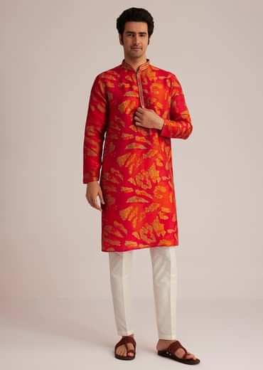 Red Printed Kurta Set