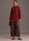 Red Printed Shirt And Pant With Embroidery