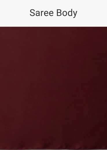 Blood Red Satin Saree With Fringes On The Pallu Paired With Hand Embroidered Bustier