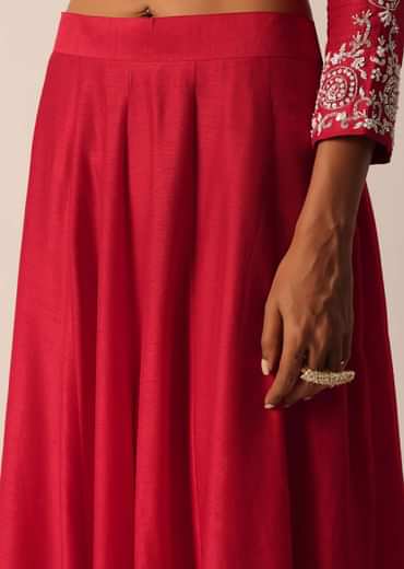 Red Sequin Embellished Kurti Palazzo Set