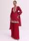 Red Embroidered Silk Kurta Palazzo Set