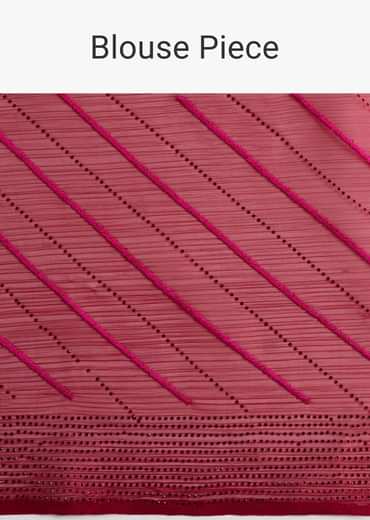 Red Stone Embroidered Saree With Unstitched Blouse