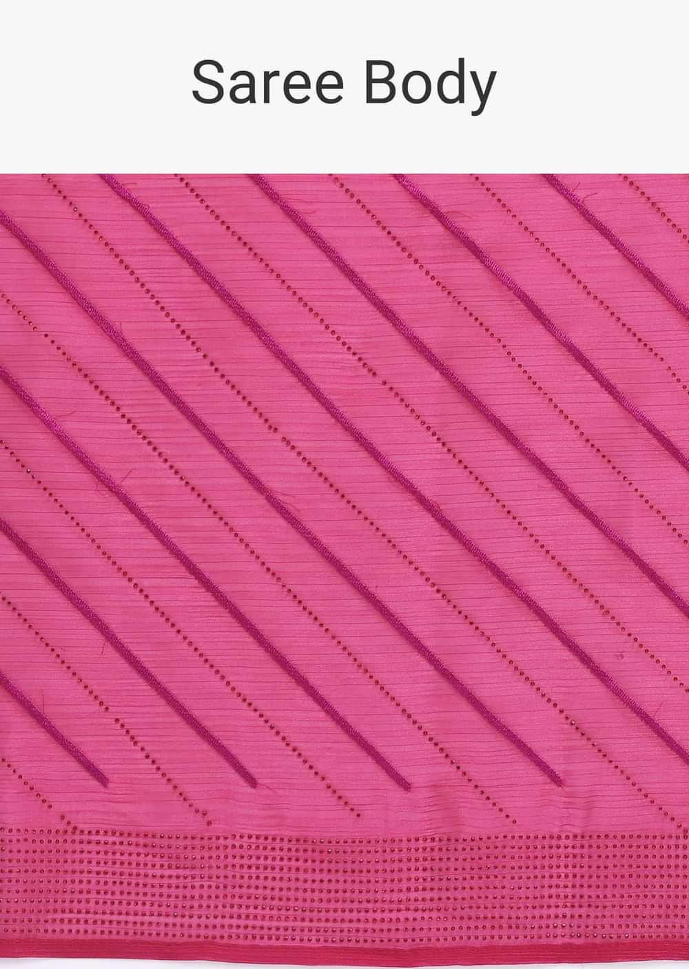 Red Stone Embroidered Saree With Unstitched Blouse