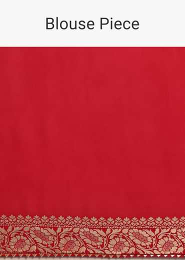 Red Woven Georgette Saree With Unstitched Blouse