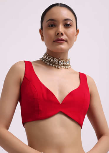 Red Woven Georgette Saree With Unstitched Blouse