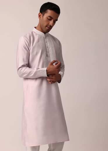 Regal Light Pink Silk Kurta Set For Men