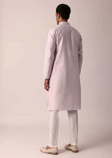 Regal Light Pink Silk Kurta Set For Men