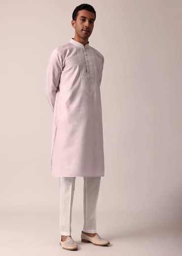 Regal Light Pink Silk Kurta Set For Men