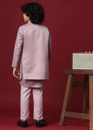 Regal Purple Silk Sherwani Set For Boys