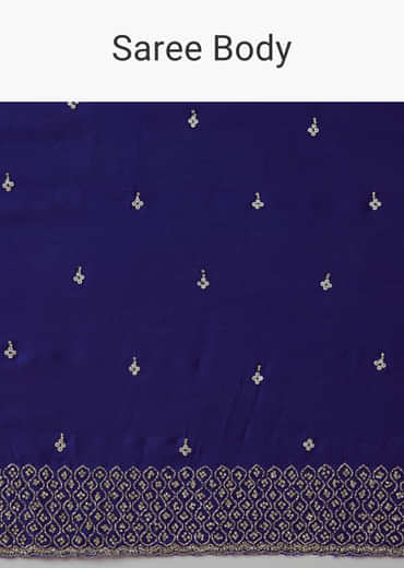 Royal Blue Mirror Embellished Saree with Unstitched Blouse