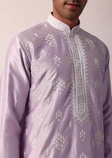 Royal Purple Silk Kurta Set With Exquisite Handwork