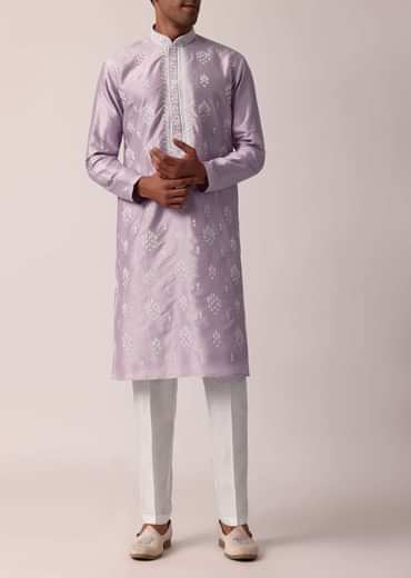 Royal Purple Silk Kurta Set With Exquisite Handwork
