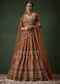 Rust Bridal Raw Silk Embellished Lehenga Set with Two Dupattas