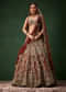 Rust Bridal Silk Embellished Lehenga Set with  Two Dupattas
