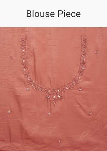 Rust Brown Crushed Tissue Cutdana And Sequin Embroidered Saree