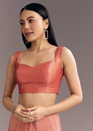 Rust Brown Crushed Tissue Cutdana And Sequin Embroidered Saree