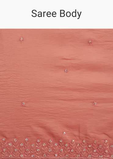 Rust Brown Crushed Tissue Cutdana And Sequin Embroidered Saree