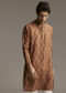 Rust Brown Designer Kurta For Men With Traditional Crescent Motif Print