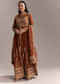 Rust Chinon Anarkali Suit With Heavy Embroidery