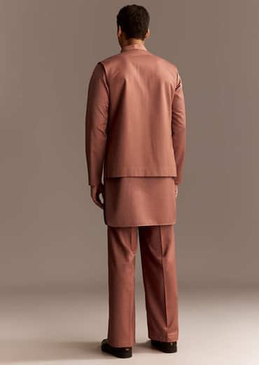 Rust Kurta Jacket Set With Palazzo Pants