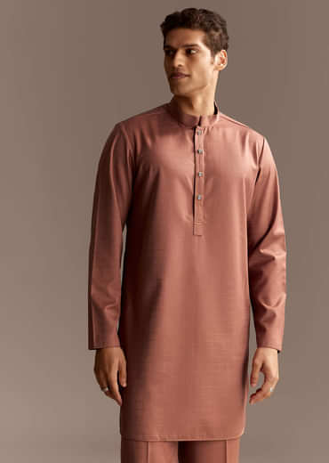 Rust Kurta Jacket Set With Palazzo Pants