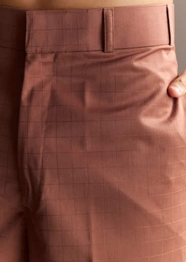 Rust Kurta Jacket Set With Palazzo Pants