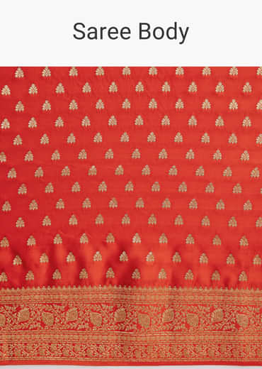 Rust Orange Dola Silk Saree With Butti And Woven Border