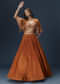 Rust Orange Embroidered Lehenga With Dramatic Cape And Blouse