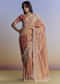 Rust Orange Tissue Saree With Floral Embroidery In Cutdana Sequins And Beads