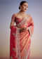 Rust Pink Tissue Saree With Zardosi Cutdana Embroidery