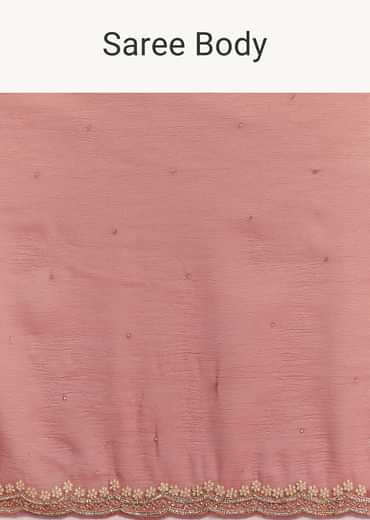 Rust Orange Crushed Tissue Saree With Stone And Cutdana Embellished Border