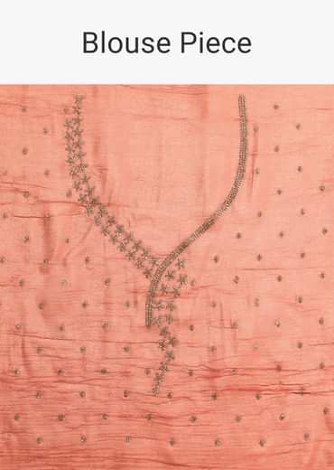 Rust Pink Crushed Tissue Saree With Diamond Work Border