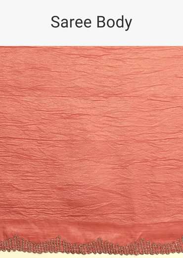 Rust Pink Crushed Tissue Saree With Diamond Work Border