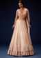 Salmon Peach Hand Embroidered Double Layer Sequence Lehenga With Frill