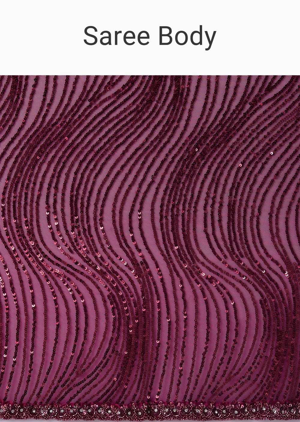 Mulberry Purple Sequins Saree With An Embellished Border