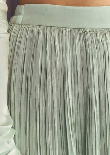 Satin Asymmetrical Kurta Set With Moti And Sequins Dupatta